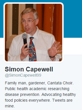 Simon Capewell twitter bio