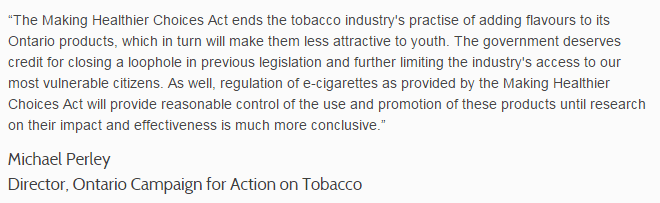 Campaign for Action on Tobacco quote