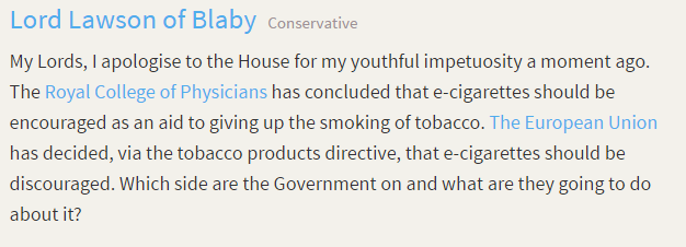 Question in the House of Lords