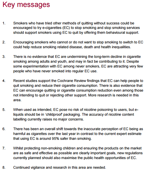 PHE Review: Key Messages