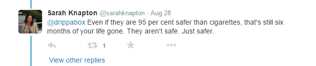 Reply from Sarah Knapton regarding the 95% claim