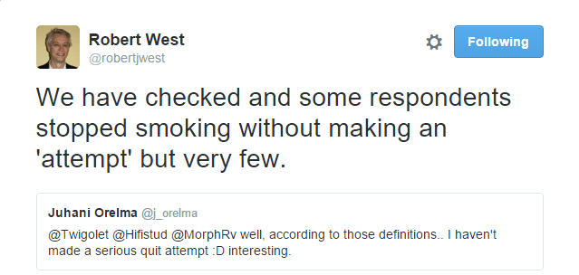Prof Robert J West on Twitter